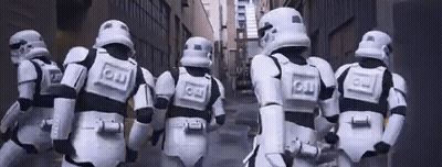 Stormtroopers Running Down City Street GIF