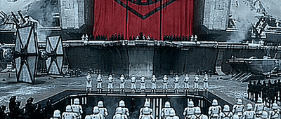 Stormtroopers Standing In Front Of Red Flag GIF