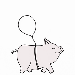 Stout Pig Flies On Balloon Mobile Drawing GIF
