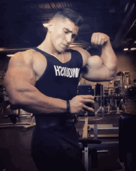 Straight Arm Pulldown Flexing On The Mirror GIF