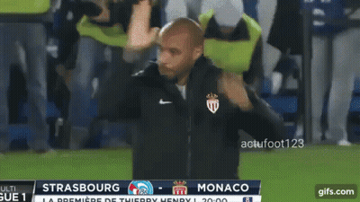 Strasbourg Vs Monaco Soccer Game On Screen GIF
