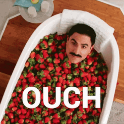 Strawberry Bath Tub Hit Ouch Meme GIF