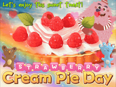 Strawberry Cream Pie Day Cupcake With Raspberries GIF