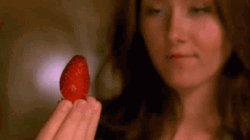 Strawberry Eating Seductive Woman GIF