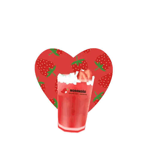 Strawberry Heart Background With Morango Drink Sticker