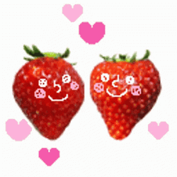 Strawberry Hearts Couple Fruit Hug GIF