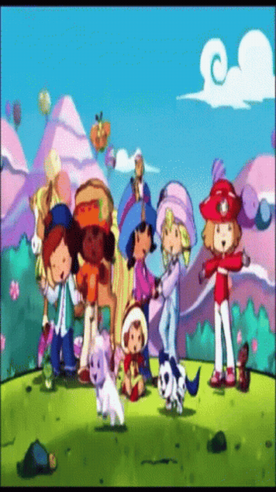 Strawberry Shortcake Characters Standing In Field GIF