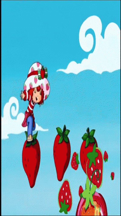 Strawberry Shortcake Flying Through Air GIF