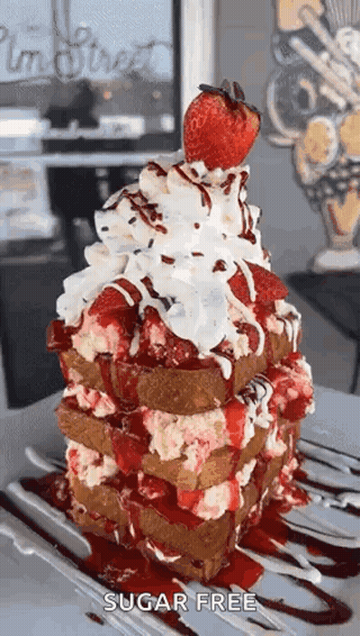 Strawberry Shortcake Stacked On Plate GIF
