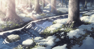 Stream Through Snowy Forest GIF