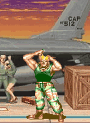 Street Fighter Guile Fixing His Hair GIF