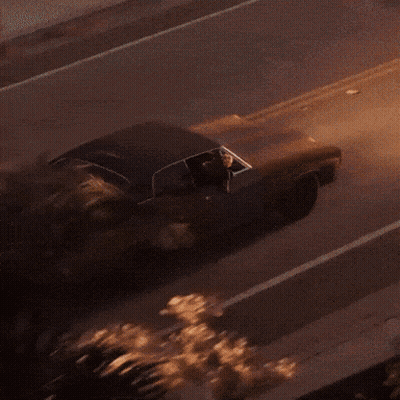 Street Scene With Palm Trees And Love Sign GIF