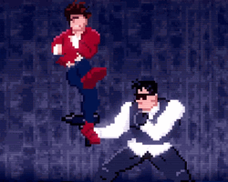 Streets Of Rage Fighter Tornado Kicks On Fire GIF