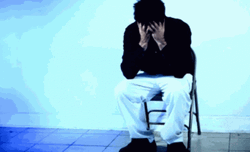 Stressed Out Guy Sitting Alone  GIF