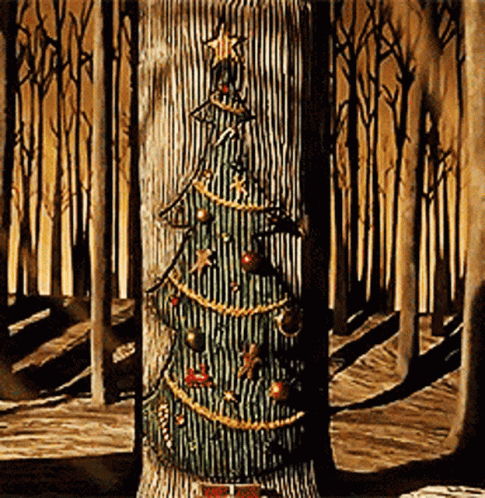 Striped Christmas Tree With Star On Top GIF