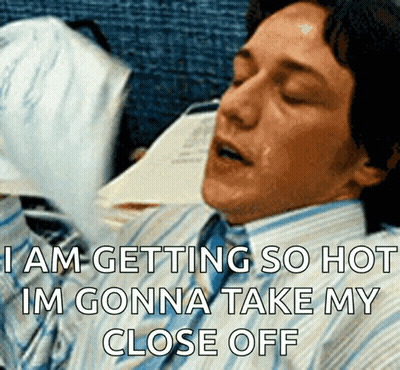 Striped Shirt Man Saying Getting So Hot Taking Clothes Off GIF