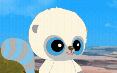 Stuffed Animal Big Blue Eyes Striped Tail GIF