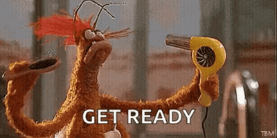 Stuffed Animal Blow Drying Hair Saying Get Ready GIF