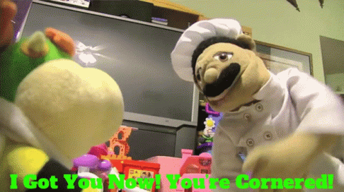 Stuffed Animal Chef Saying I Got You Now You're Cornered GIF