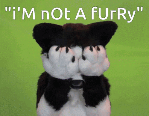 Stuffed Animal Covering Eyes Saying Im Not A Furry GIF