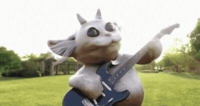 Stuffed Animal Holding Guitar In Park GIF