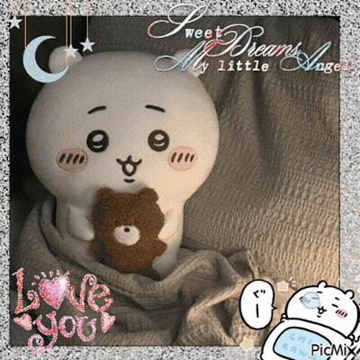 Stuffed Animal Holding Teddy Bear Sweet Dreams My Little Angel GIF