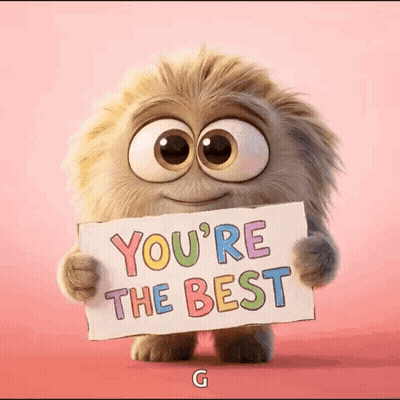Stuffed Animal Holding Youre The Best Sign GIF