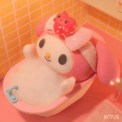 Stuffed Animal In Bathtub With Netflix Logo GIF