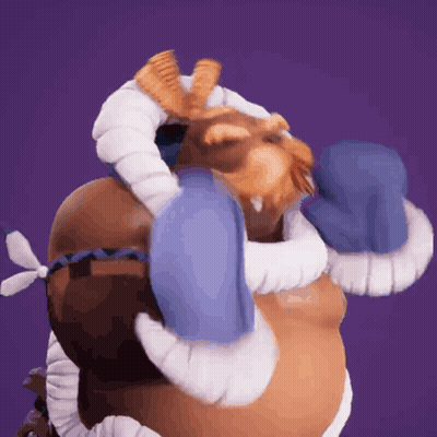 Stuffed Animal In Blue Hat On Purple Background GIF