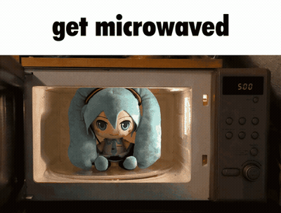 Stuffed Animal In Microwave Saying Get Microwaved GIF