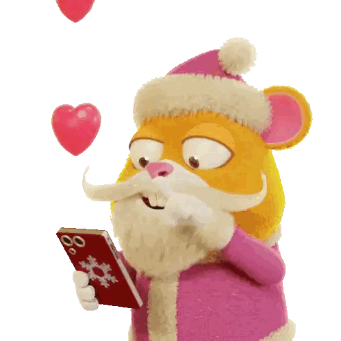 Stuffed Animal In Santa Hat Holding Cellphone Sticker