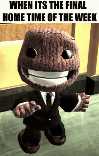 Stuffed Animal In Suit And Tie Saying When Its The Final Home Time Of The Week GIF