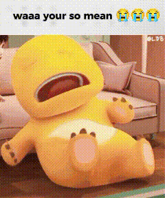 Stuffed Animal Laying On Floor Saying Waaa Your So Mean GIF