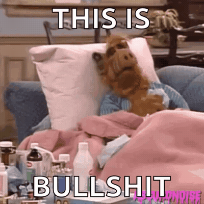 Stuffed Animal Lying In Bed Saying This Is Bullshit GIF