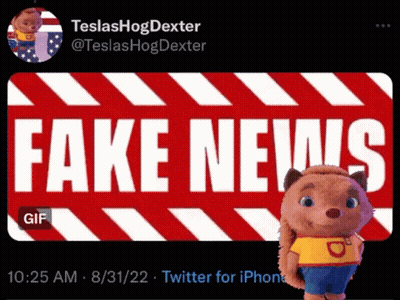 Stuffed Animal Next To Fake News Sign GIF