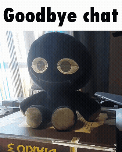 Stuffed Animal On Box Saying Goodbye Chat GIF