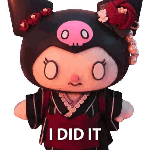 Stuffed Animal Pink Skull Saying I Did It Sticker