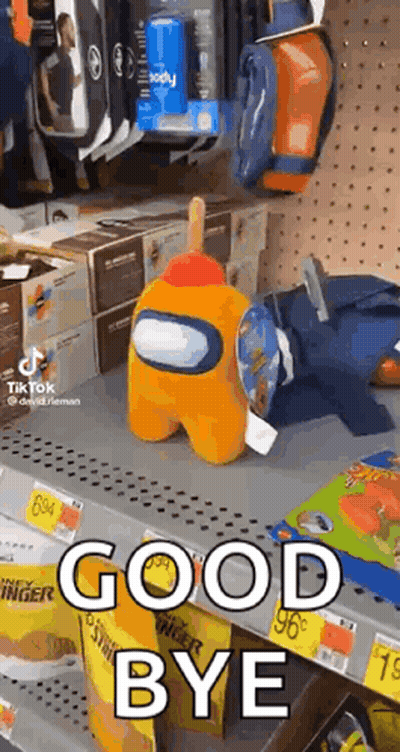 Stuffed Animal Saying Good Bye On Shelf GIF