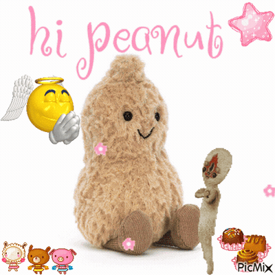 Stuffed Animal Saying Hi Peanut GIF