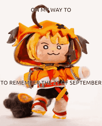 Stuffed Animal Saying On My Way To Remember The 21 Of September GIF