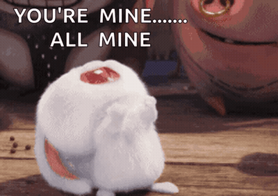 Stuffed Animal Says You're Mine All Mine In Front Of Pig GIF