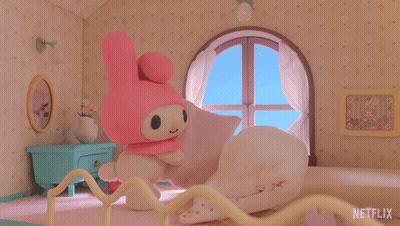 Stuffed Animal Sleeping On Bed Netflix Logo GIF