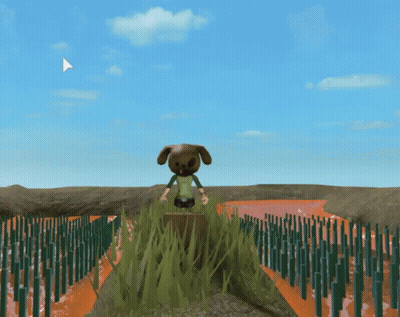 Stuffed Animal Standing On Stump GIF