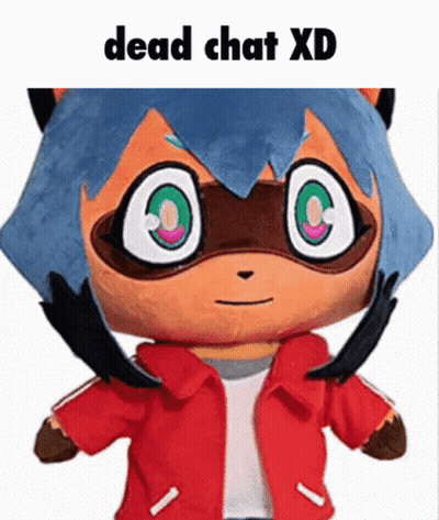Stuffed Animal With Blue Hair And Green Eyes In Red Jacket GIF