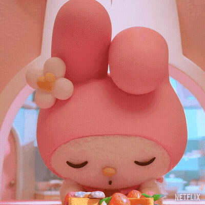 Stuffed Animal With Flower Next To Netflix Logo GIF