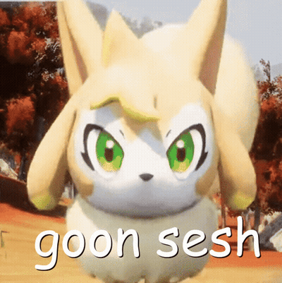 Stuffed Animal With Green Eyes Saying Goon Sesh GIF