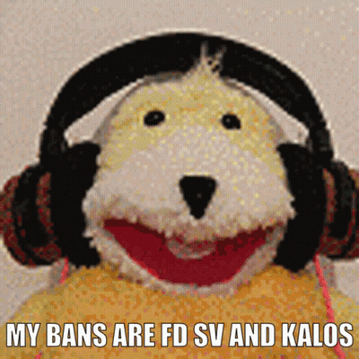 Stuffed Animal With Headphones Saying My Bans Are Fd Sv And Kalos GIF