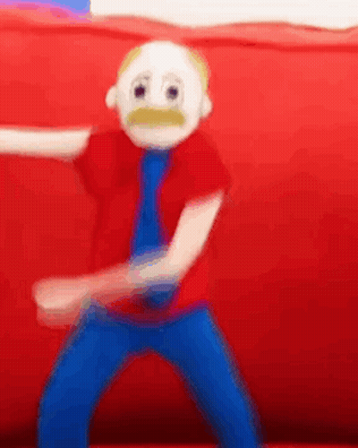 Stuffed Animal With Mustache On Red Couch GIF