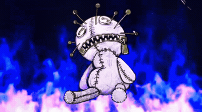 Stuffed Animal With Pins In Face GIF