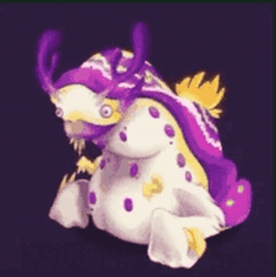 Stuffed Animal With Purple And Yellow Spots GIF